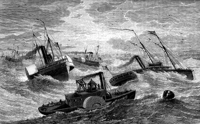 Expedição Burnsides, cruzando a Hatteras Bar, Carolina do Norte, 1861-1862 c1880