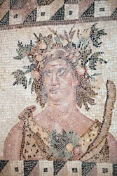 Busto da Primavera - Detalhe do painel das Quatro Estações - Mosaico de Paphos, Casa de Dionysos - Chipre - Personificação da Primavera - Detalhe do mosaico das quatro estações - Mosaico de Paphos, Casa de Dionysus - Final do século II depois de JC - Site 