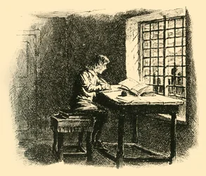 À luz da lua, ele começou sua tarefa, 1907.