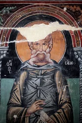Afresco bizantino do século XV (detalhe) Muralha de São Sabás Pintura Capela Miguel Arcanjo, aldeia Galata Chipre Igrejas pintadas UNESCO site Troodos, Chipre