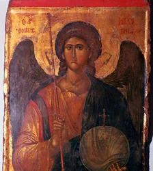 Ícone bizantino do arcanjo Miguel, século XIV