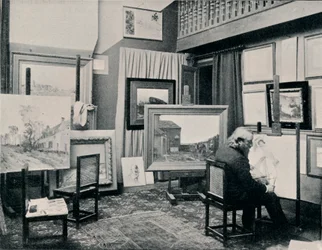 C. Cazin em seu estúdio, c1897