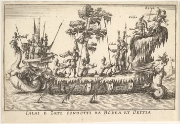 Calais e Zetes liderados por Boreas e Oreithyia Calai e Zeti condotti da Borea et Oritia, w..., 1664