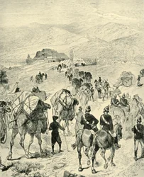Acampamento do general Roberts em Thal, no rio Kuram, 1901.