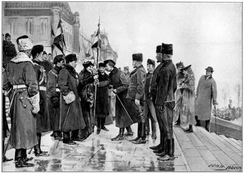Tropas canadenses prestes a partir para a Guerra dos Bôeres, 1900