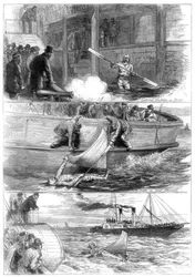 Capitão Boytons viaja através do Canal, 1875