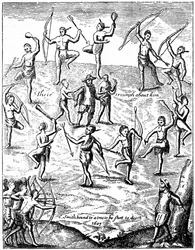 Capitão John Smith feito prisioneiro pelos índios, Virgina, 1607 c1880