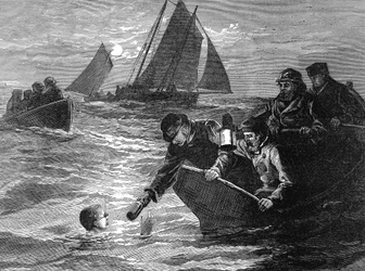 Capitão Matthew Webb, o primeiro homem a nadar no Canal da Mancha, 1875