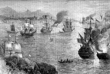 Capitão Morgans derrota da frota espanhola, década de 1660 c1880