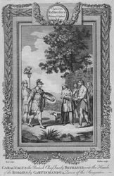 Caractacus, o chefe britânico, basicamente traído nas mãos dos romanos por Cartismandua, c1787