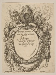 Cartouche com Título: Nouvelles invenções de Cartouches, século XVII.