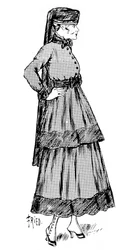 Moda feminina de caxemira com borda de seda, 1915