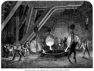Fundição do cilindro da Britannia Press na Bank Quay Foundry, Warrington, 1851