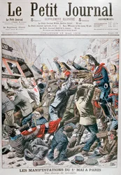 Carga de cavalaria durante a manifestação de 1º de maio em Paris, 1906