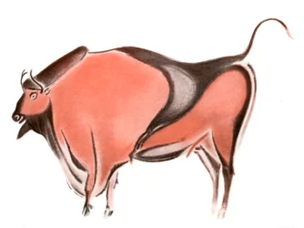 Pintura em caverna de um bisonte da caverna Altamira, Espanha, 1933-1934