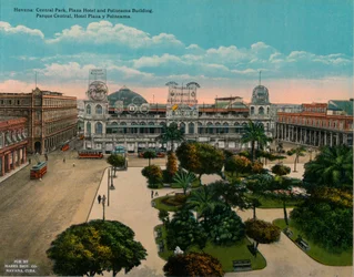Central Park, Plaza Hotel e Politeama Building, Havana, Cuba, c1920