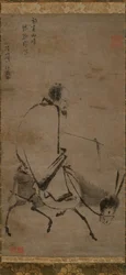Mestre Chan montando uma mula, antes de 1249.