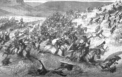 Carga do décimo sétimo lanceiro em Ulundi, 1879, c1880