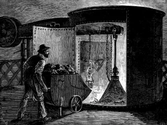 Carregar um alto-forno na Govan Iron Works, Escócia, c1885