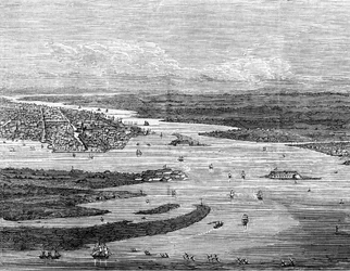 Porto de Charleston, Carolina do Sul, com navios afundados