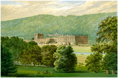 Chatsworth House, Derbyshire, casa do duque de Devonshire, c1880