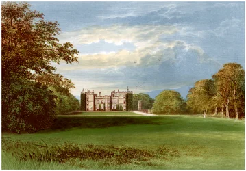 Castelo de Chillingham, Northumberland, casa do conde de Tankerville, c1880