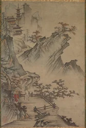 Literatus chinês Vendo um vale, possivelmente entre meados e o final dos anos 1500 a 1600.