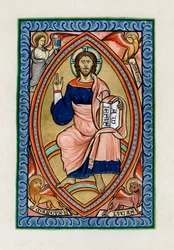 Cristo em glória com os símbolos dos quatro evangelistas, c1200
