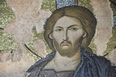 Cristo pantocrator (en gloire) Fresco no século XI São Salvador na igreja Chora (Kariye Camii), Istambul, Turquia