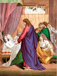 Cristo ressuscitando a filha de Jairo, governador da Sinagoga, dentre os mortos, meados do século XIX