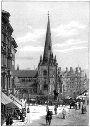 Igreja de St Martin na praça de touros, Birmingham, West Midlands, 1887