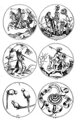 Cartas de jogar circulares, Alemanha, século XV 1870