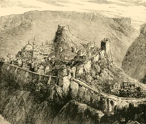 Cidadela e Palácio dos antigos reis da Bulgária em Tirnova, 1890.