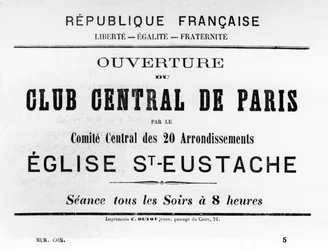 Club Central de Paris, dos cartazes políticos franceses da Comuna de Paris, maio de 1871
