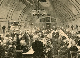 Cogers Hall, de uma gravura antiga, 1897.