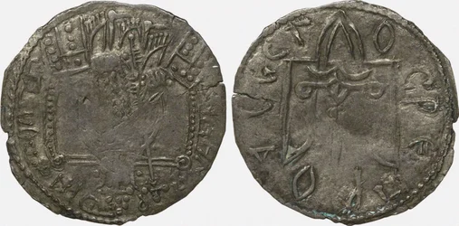 Moeda Srebrennik do Grão-Duque Vladimir Svyatoslavich Reverso: Symbol of Rurikids, 980-1015