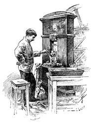 Imprensa de cunhagem na Casa da Moeda Real, Londres, 1891
