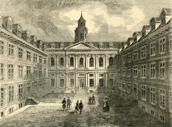 Faculdade de Médicos, Warwick Lane. Interior do quadrilátero, c1872.