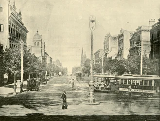 Collins Street, Melbourne, dos Prédios do Tesouro, 1901.