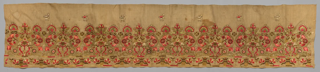 Borda da saia completa, década de 1700.