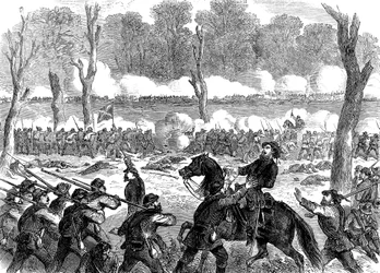 General confederado Hood ferido na batalha de Chickamauga, guerra civil americana, 1863