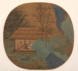 Conversa em uma cabana de palha, final dos anos 1200.