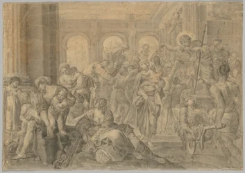 Cópia de Annibale Carraccis St. Roch dando esmola, 1595 ou depois.