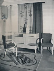 Canto de uma sala projetada por Hayes Marshall para Fortnum & Mason Ltd., Londres, 1936