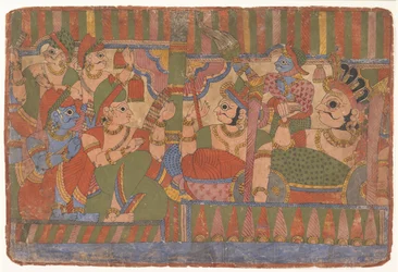 Conselho dos Heróis ... de um Mahabharata Disperso Grandes Descendentes de Mahabharata, ca. 1800.