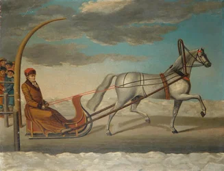 Conde Alexey Grigoryevich Orlov de Chesma em um trenó puxado a cavalo, 1778