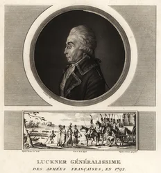 Conde Nicolas Luckner, general revolucionário francês, Generalissime des Armees Francaises, executado em 1794