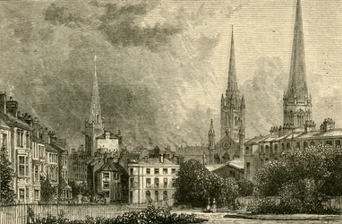 Coventry - Os Pináculos da Trindade, St. Michaels e Igreja de Cristo, 1898.