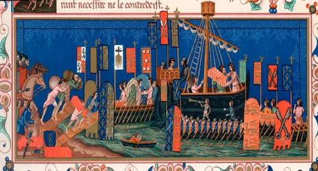 Cruzados embarcando para a Terra Santa, século XV