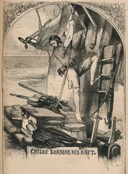 Crusoé carregando sua jangada, c1870